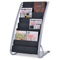 Alba Alba DDEXPO8 Literature Floor 8-Pocket Display Rack  22-7/8w x 19-3/4d x 36-5/8h  BLK/Chrome DDEXPO8